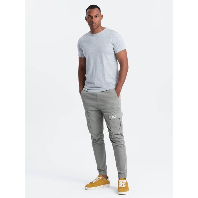 Pánské klasické bavlněné tričko BASIC - šedý melír V5