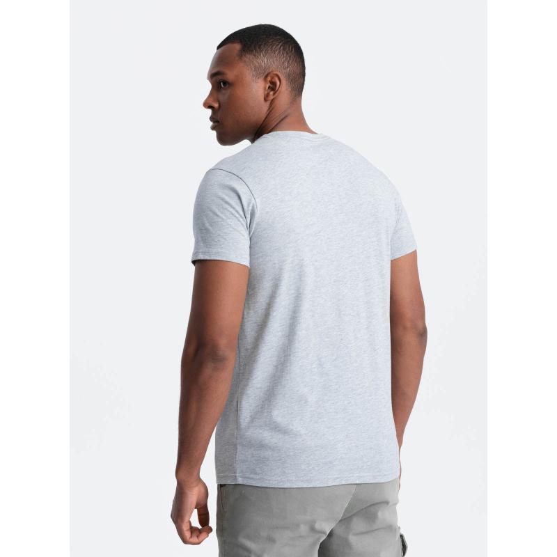 Pánské klasické bavlněné tričko BASIC - šedý melír V5