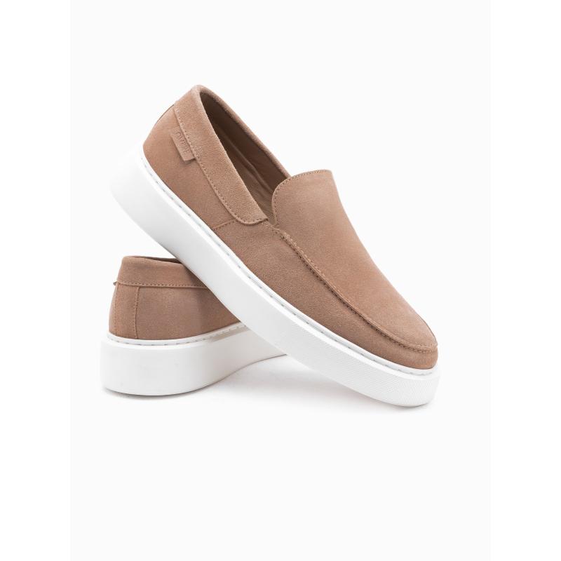 Férfi slip-on cipő vastag talppal – világosbarna V3 OM-FOCS-0152