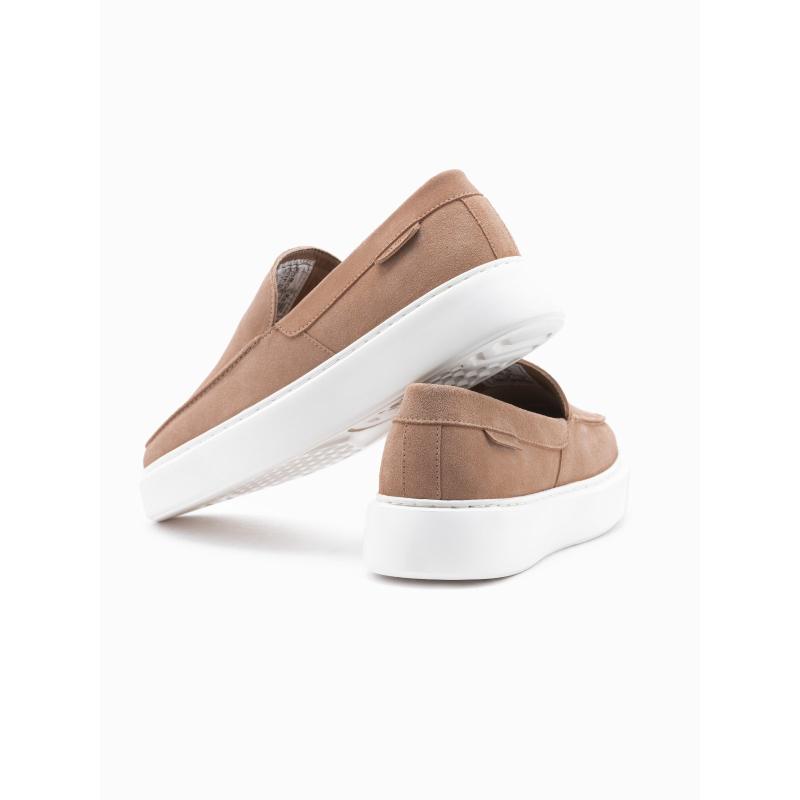 Férfi slip-on cipő vastag talppal – világosbarna V3 OM-FOCS-0152