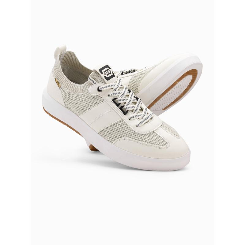 Pánské nazouvací strukturované látkové tenisky – pískové V1 OM-FOSL-0154