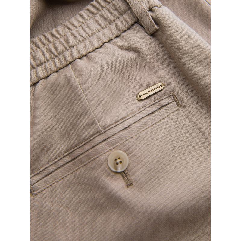 Pánské chino kalhoty z plátěné směsi s ohrnutou nohavicí - světle hnědé V3 OM-PACP-0198