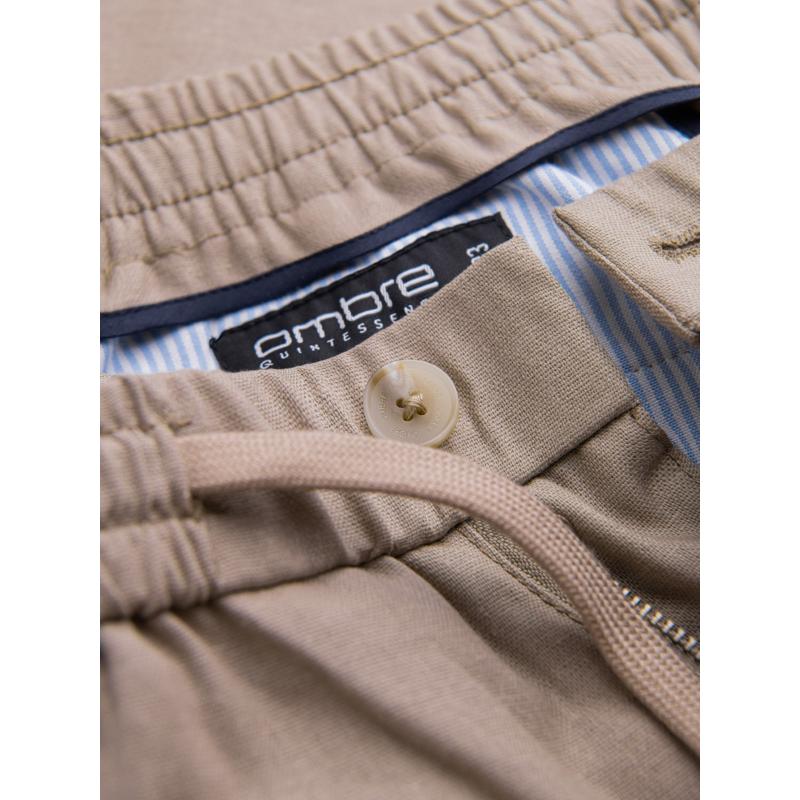 Pánské chino kalhoty z plátěné směsi s ohrnutou nohavicí - světle hnědé V3 OM-PACP-0198