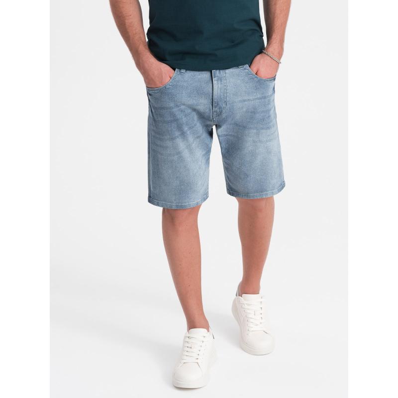 Pánske džínsové šortky s jemným praním - svetlomodré V1 OM-SRDS-0145