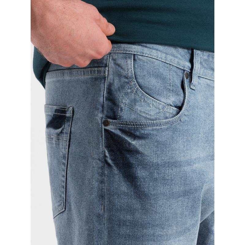 Pánske džínsové šortky s jemným praním - svetlomodré V1 OM-SRDS-0145