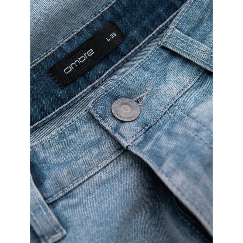 Pánske džínsové šortky s jemným praním - svetlomodré V1 OM-SRDS-0145