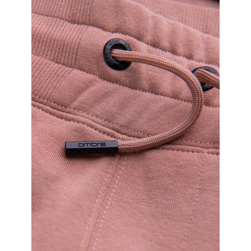 Pánské bavlněné teplákové kraťasy BASIC - tmavě růžové V4 OM-SRBS-0149