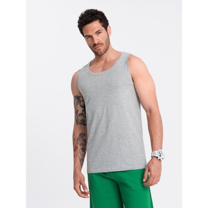 Pánské bavlněné tílko BASIC - šedý melír V2