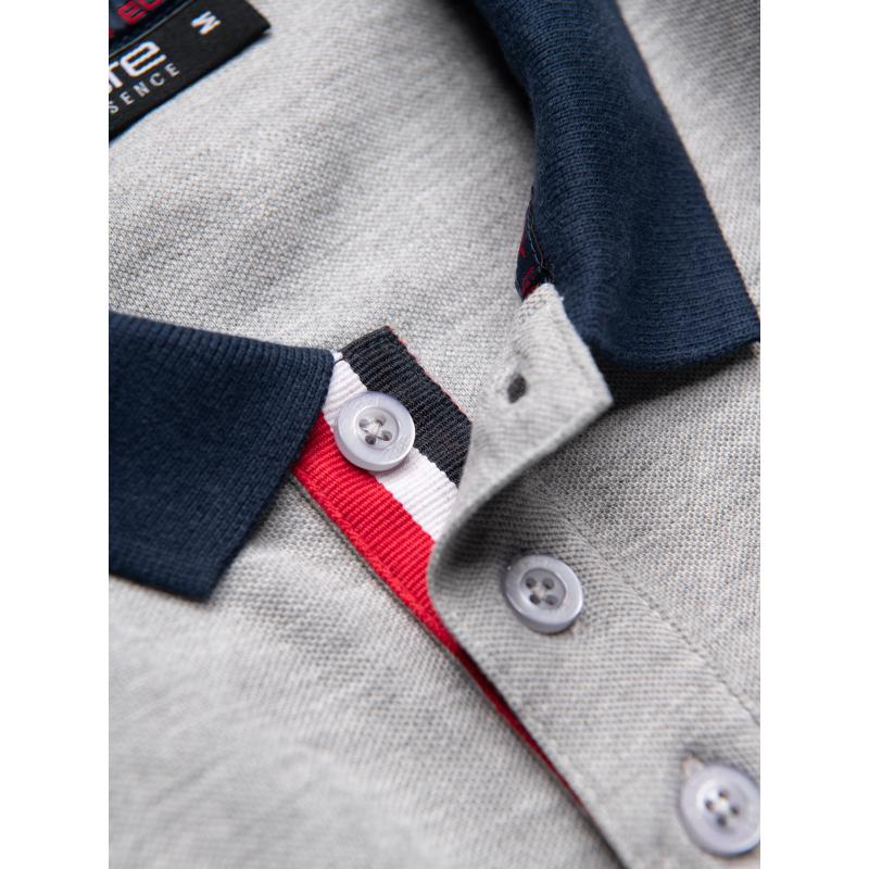 Férfi pólóing színes akcentussal - szürke melange V1 OM-POSS-0105