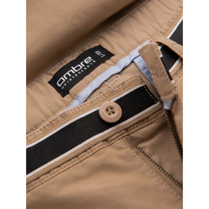 Pánské chino kalhoty s ozdobným pasem - pískové V5 OM-PACP-0118