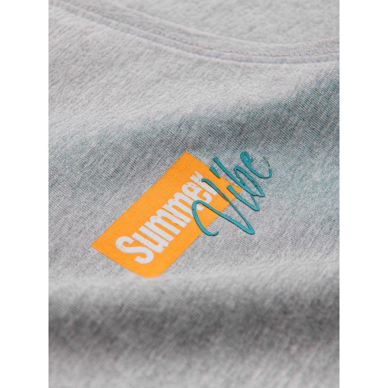 Pánské bavlněné tílko s potiskem Summer Vibe - šedý melír V3