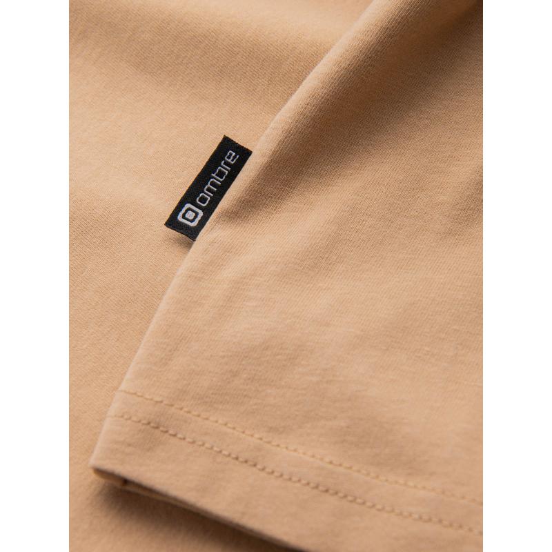 Pánske bavlnené tričko s potlačou s vreckami Ombre Streetstyle - pieskové V6