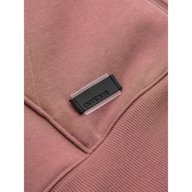 Pánská bavlněná mikina BASIC bez knoflíků - tmavě růžová V4