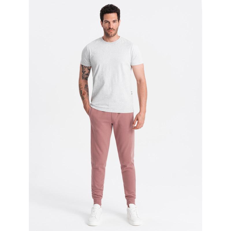 Pánské bavlněné tepláky BASIC jogger - tmavě růžové V4