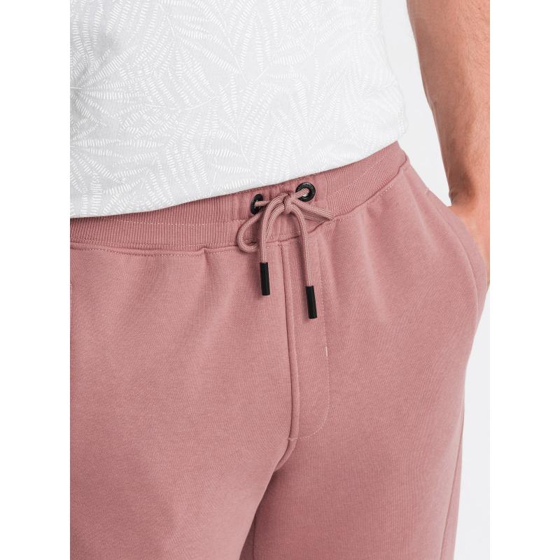 Pánské bavlněné tepláky BASIC jogger - tmavě růžové V4