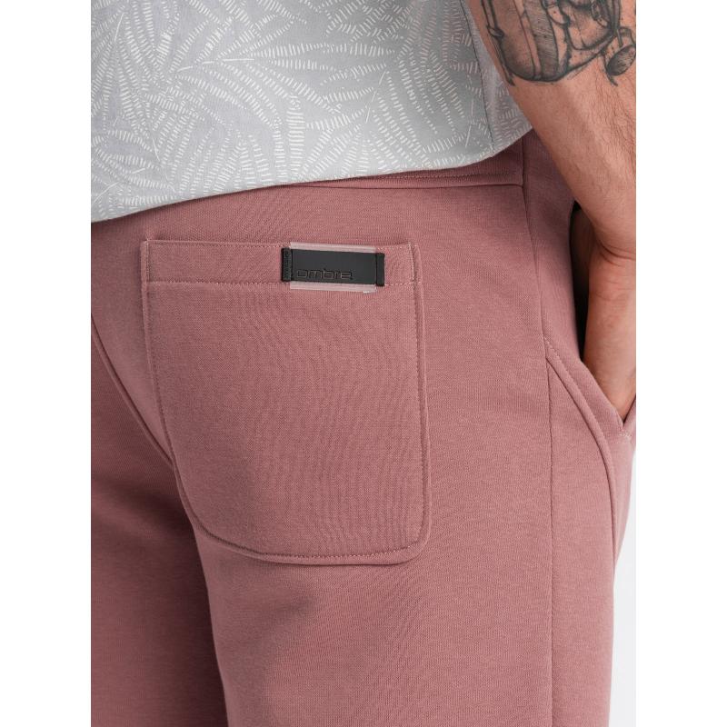Pánské bavlněné tepláky BASIC jogger - tmavě růžové V4