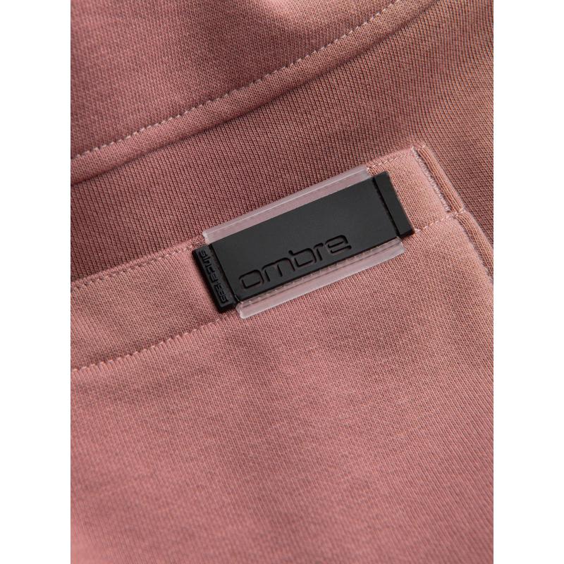 Pánské bavlněné tepláky BASIC jogger - tmavě růžové V4