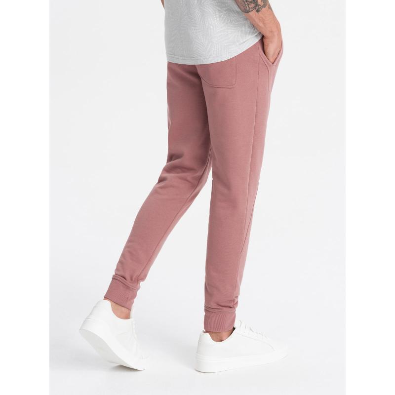 Pánské bavlněné tepláky BASIC jogger - tmavě růžové V4