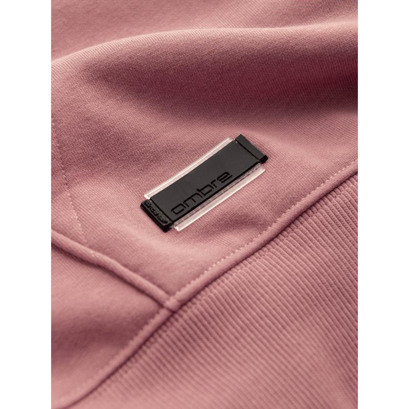 Pánská bavlněná mikina BASIC s klokankou a kapucí - tmavě růžová V4