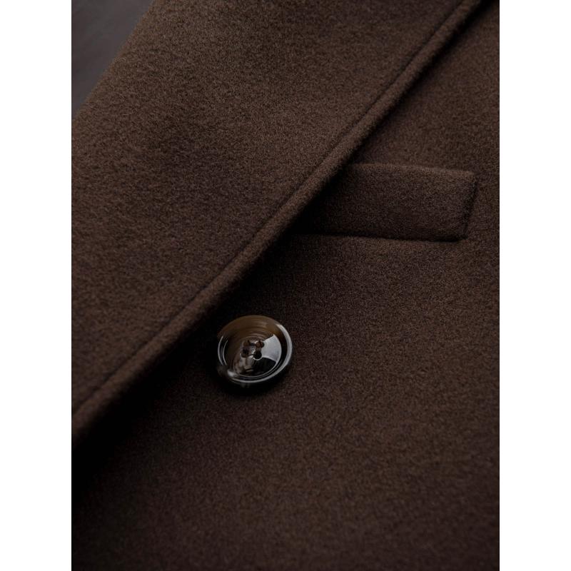 Pánský dvouřadový kabát s ozdobnými knoflíky - tmavě hnědý V3