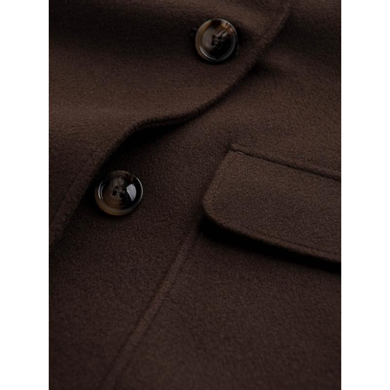 Pánský dvouřadový kabát s ozdobnými knoflíky - tmavě hnědý V3