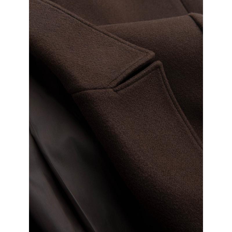 Pánský dvouřadový kabát s ozdobnými knoflíky - tmavě hnědý V3