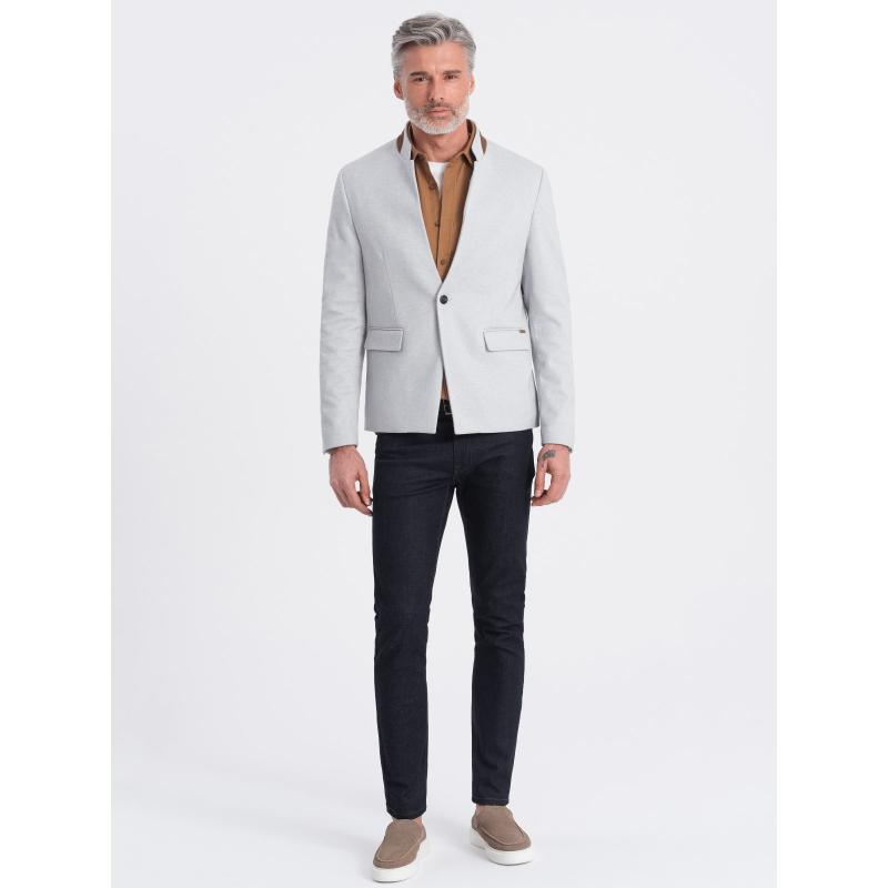 Férfi dzseki állított gallérral - szürke melange V4 OM-BLZB-0131 OM-BLZB-0131