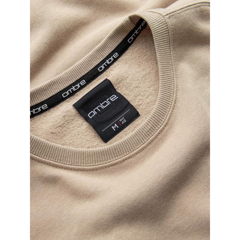 Pánská nepropínací mikina s nášivkou v univerzitním stylu - písková V3