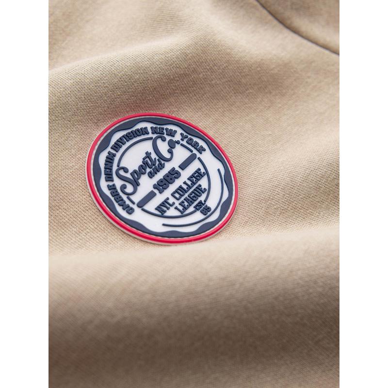 Pánská nepropínací mikina s nášivkou v univerzitním stylu - písková V3