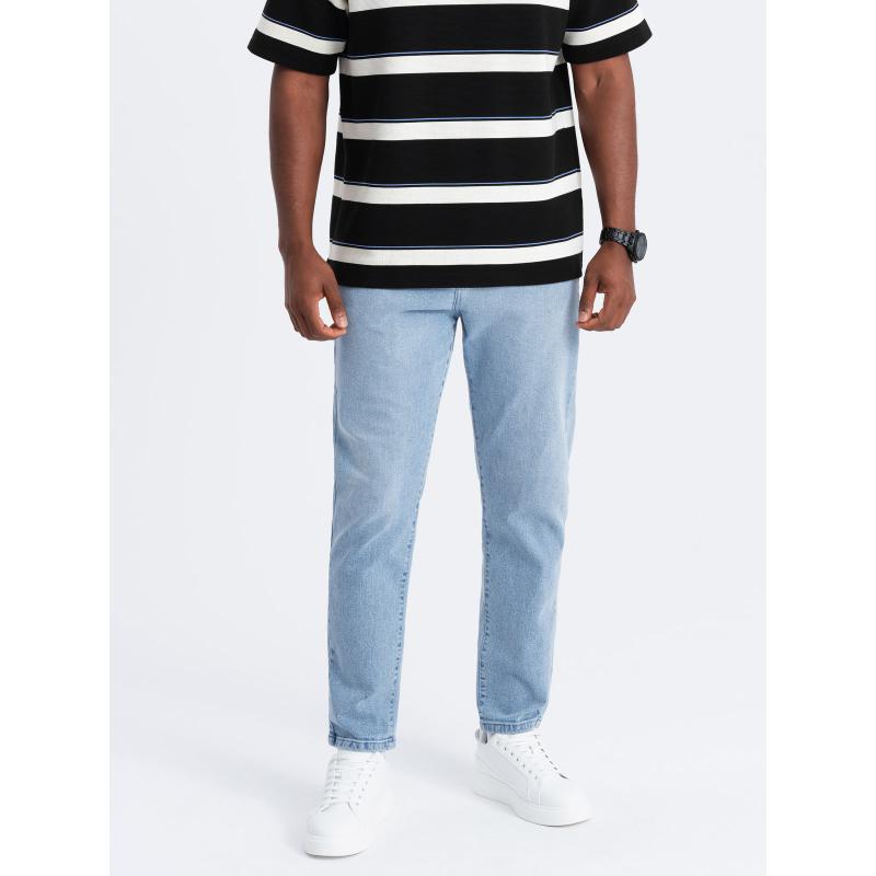 Pánské džínové kalhoty CARROT FIT s jemným odřením - světle modré V2 OM-PADP-0162
