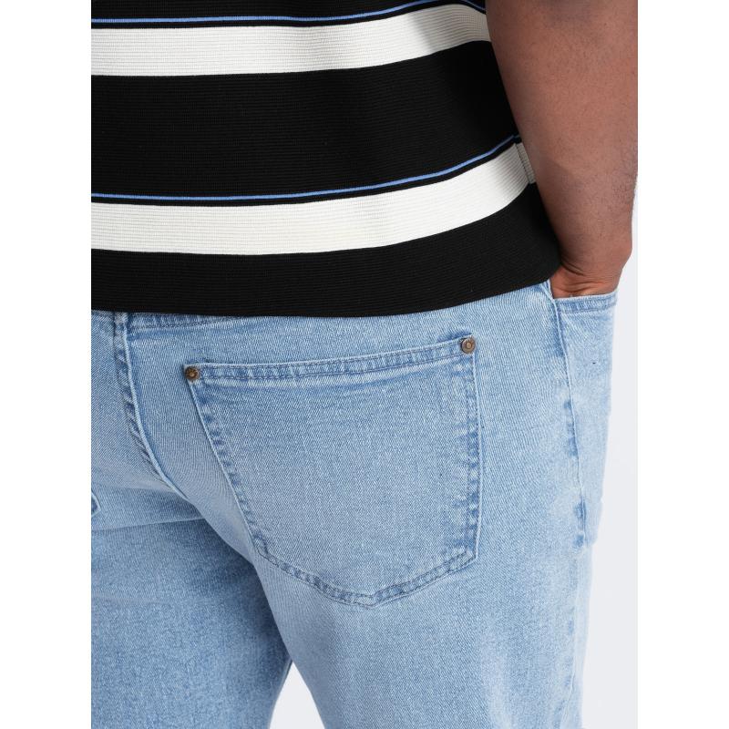 Pánské džínové kalhoty CARROT FIT s jemným odřením - světle modré V2 OM-PADP-0162