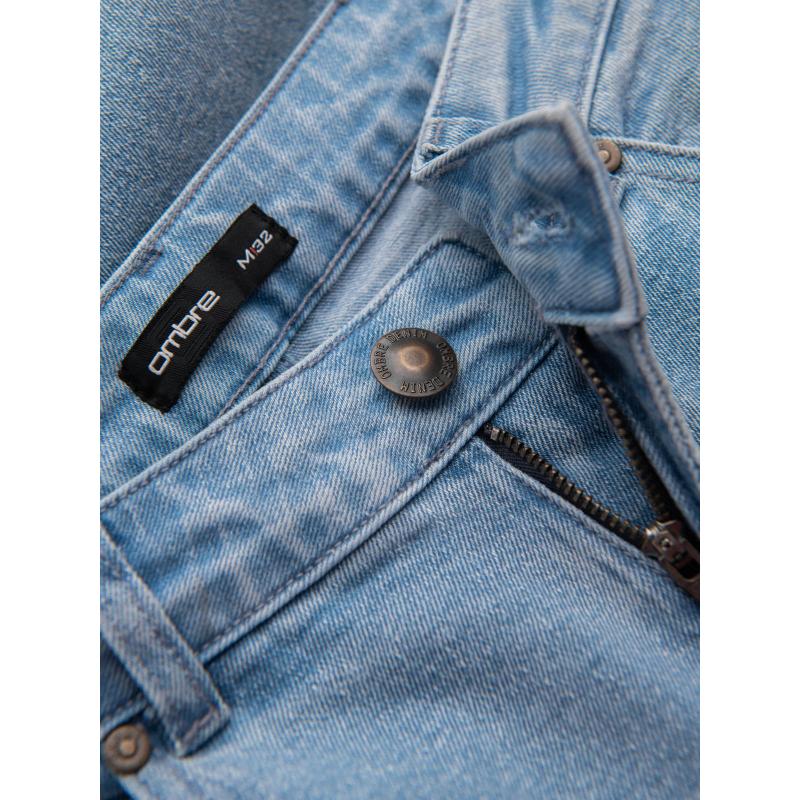 Pánské džínové kalhoty CARROT FIT s jemným odřením - světle modré V2 OM-PADP-0162