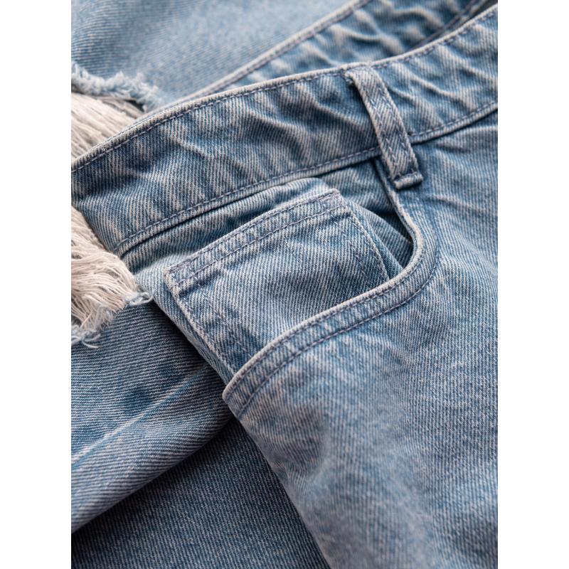 Pánské džínové kalhoty TAPERED FIT s otvory - světle modré V1 OM-PADP-0175