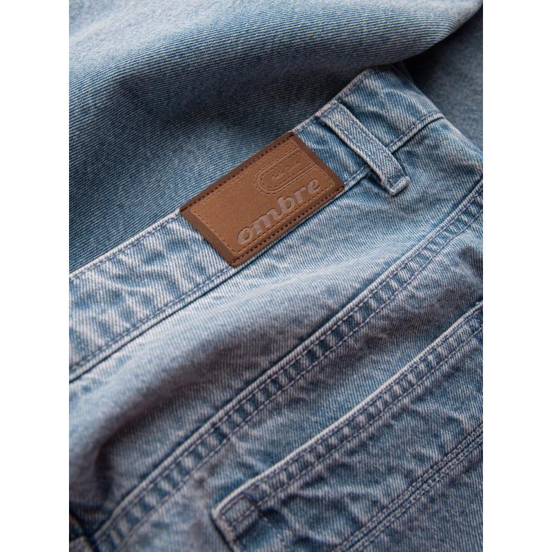 Pánské džínové kalhoty TAPERED FIT s otvory - světle modré V1 OM-PADP-0175