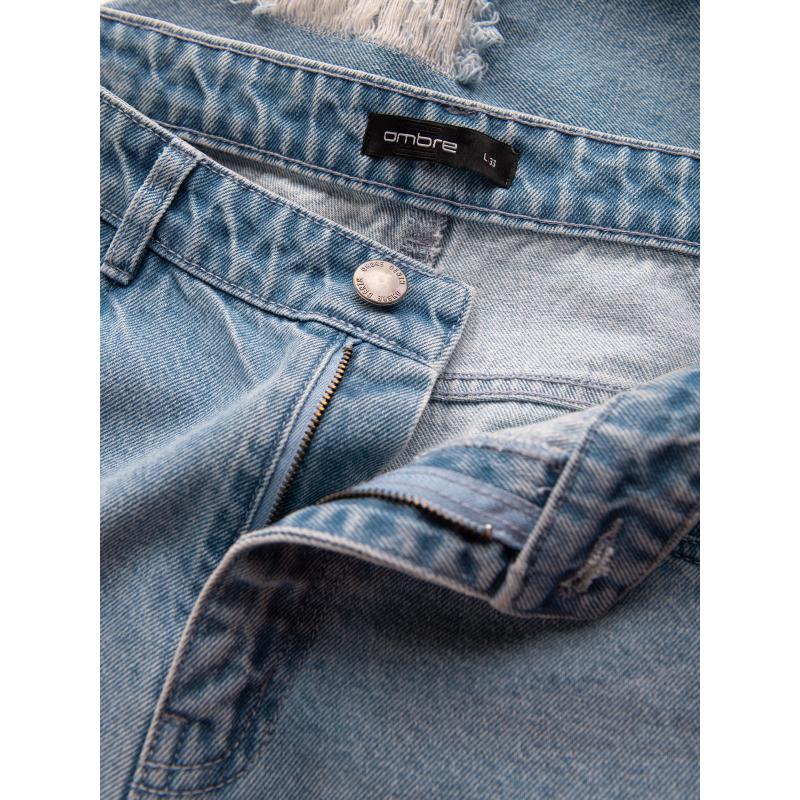 Pánské džínové kalhoty TAPERED FIT s otvory - světle modré V1 OM-PADP-0175