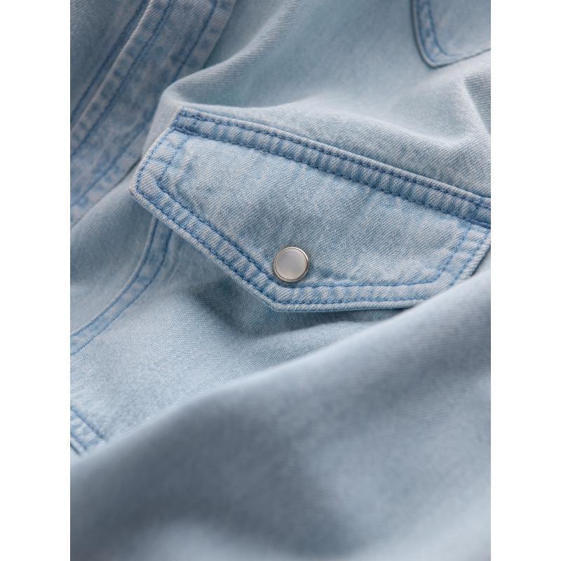 Pánske džínsové tričko s vreckami - svetlomodré V1
