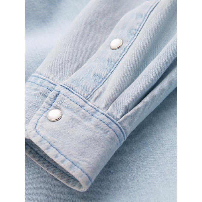 Pánske džínsové tričko s vreckami - svetlomodré V1