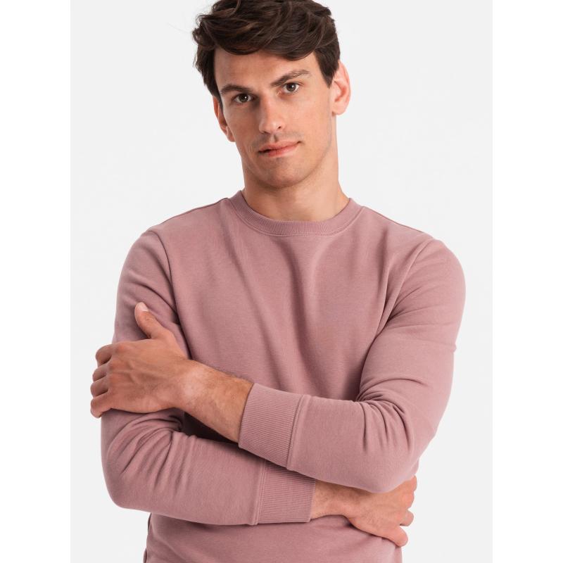 Pánská bavlněná mikinová souprava BASIC mikina bez kapuce + tepláky - tmavě růžová V4