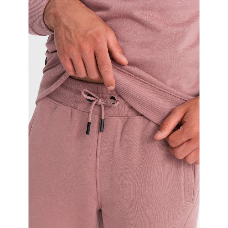 Pánská bavlněná mikinová souprava BASIC mikina bez kapuce + tepláky - tmavě růžová V4