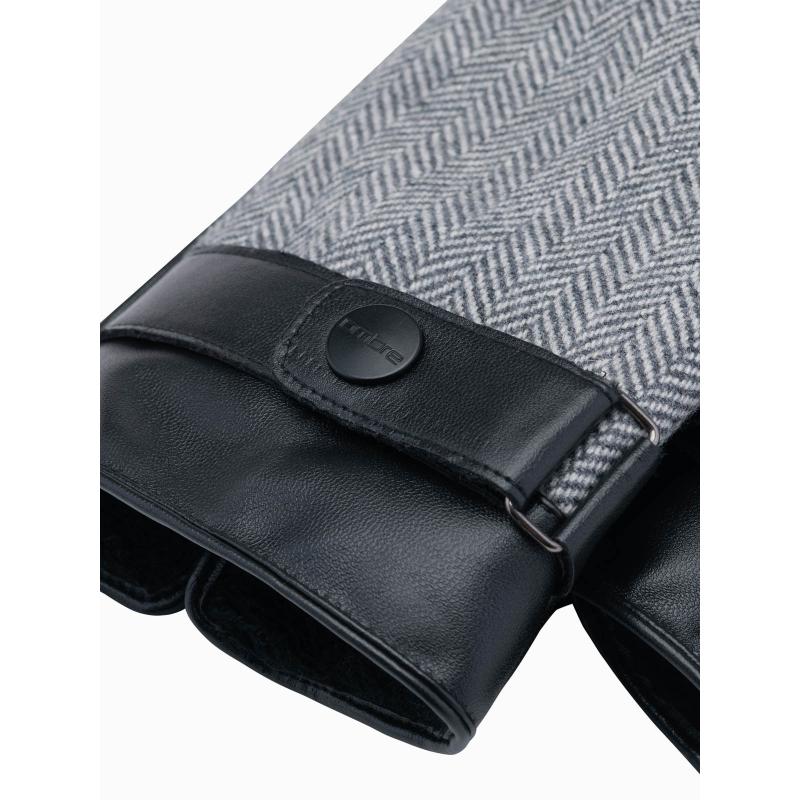 Férfi elegáns gyapjúkeverék kesztyű - szürke melange V1