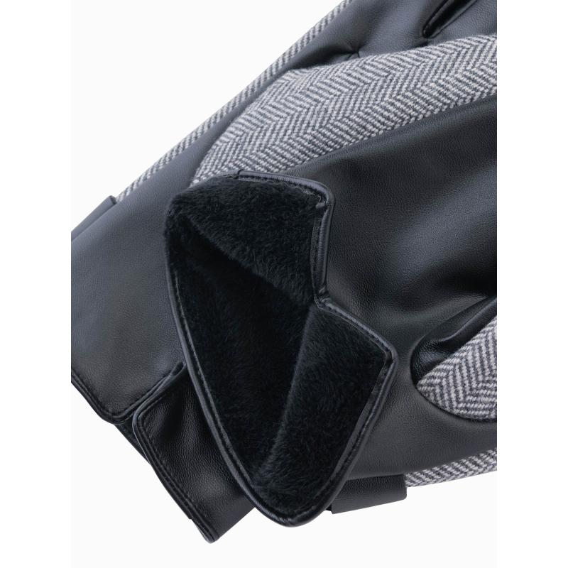 Férfi elegáns gyapjúkeverék kesztyű - szürke melange V1