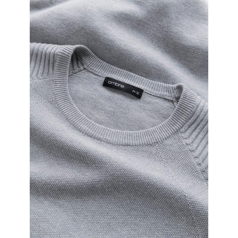 Férfi raglan pulóver bordázott ujjakkal - szürke V3