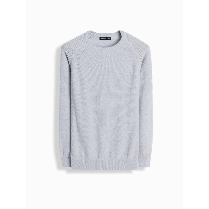 Férfi raglan pulóver bordázott ujjakkal - szürke V3