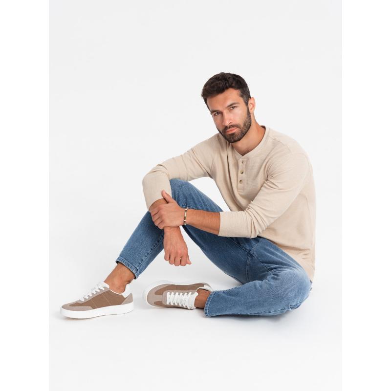 Férfi old-school cipő vastag talppal – világosbarna V1 OM-FOSL-0170