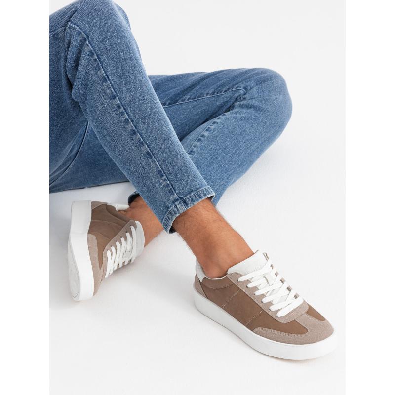 Férfi old-school cipő vastag talppal – világosbarna V1 OM-FOSL-0170