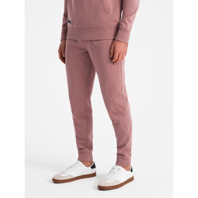 Férfi BASIC kenguru pulóver + melegítőnadrág - sötétrózsaszín V4