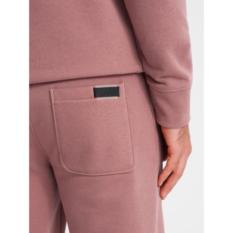 Férfi BASIC kenguru pulóver + melegítőnadrág - sötétrózsaszín V4