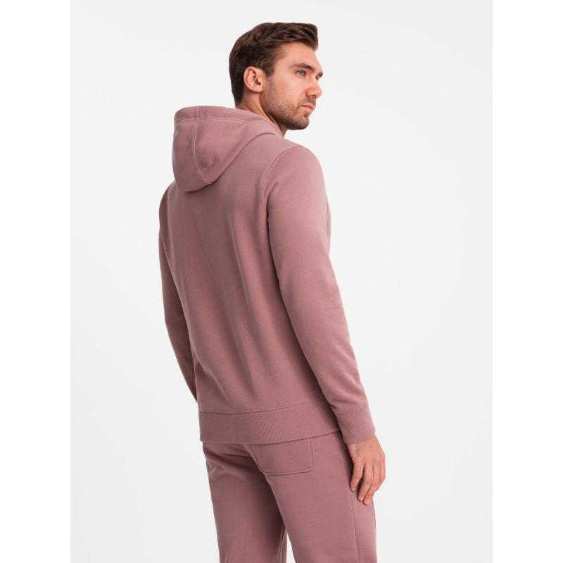 Férfi BASIC kenguru pulóver + melegítőnadrág - sötétrózsaszín V4