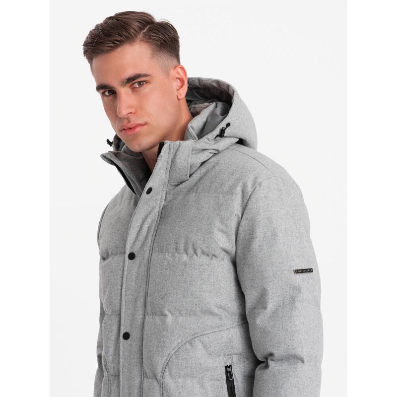 Férfi könnyű dzseki hálós béléssel és kapucnival - szürke V6