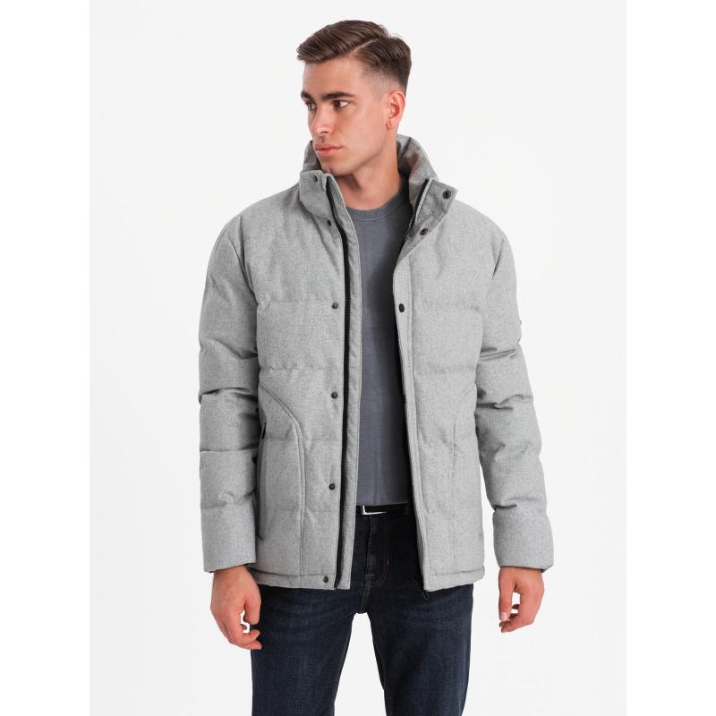 Férfi könnyű dzseki hálós béléssel és kapucnival - szürke V6